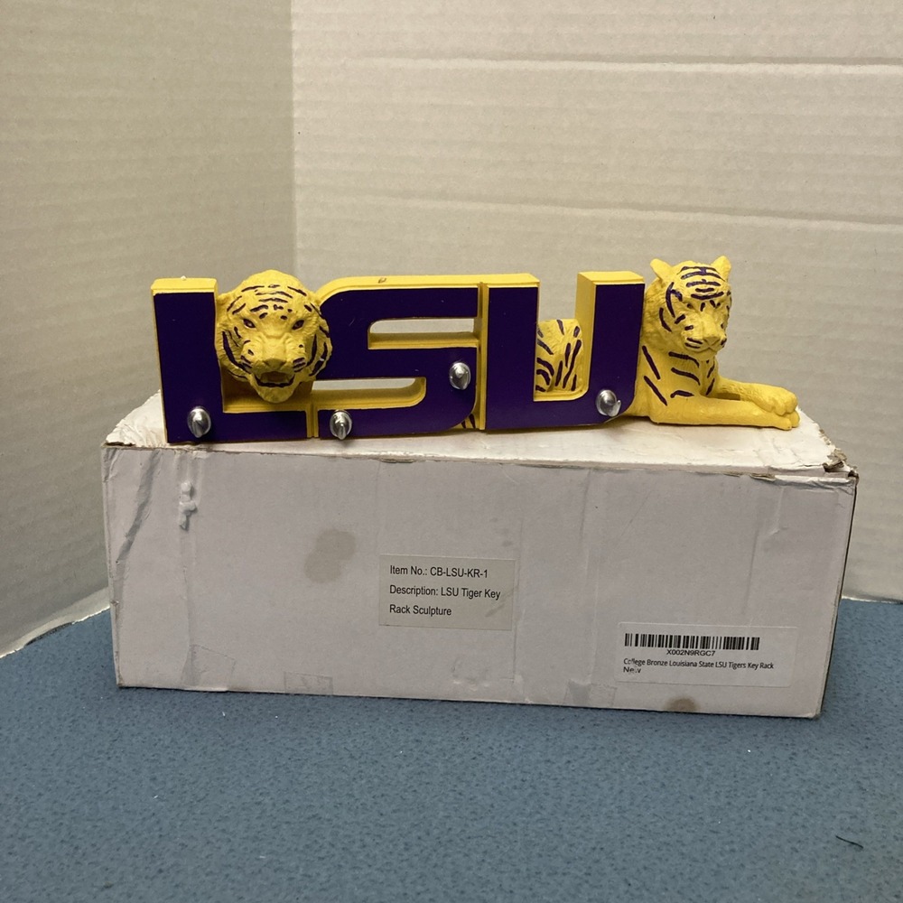 LSU Tigers Purple & Gold Big Cat Wall Hang Key Rack Sculpture w/Claw Hooks